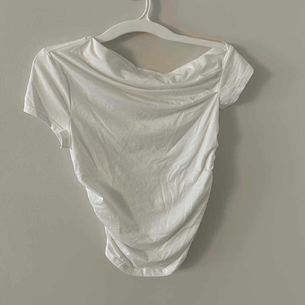 White off shoulder singed top